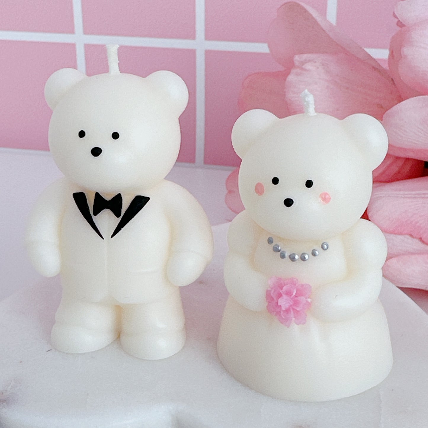 Wedding Bear Couple Candles