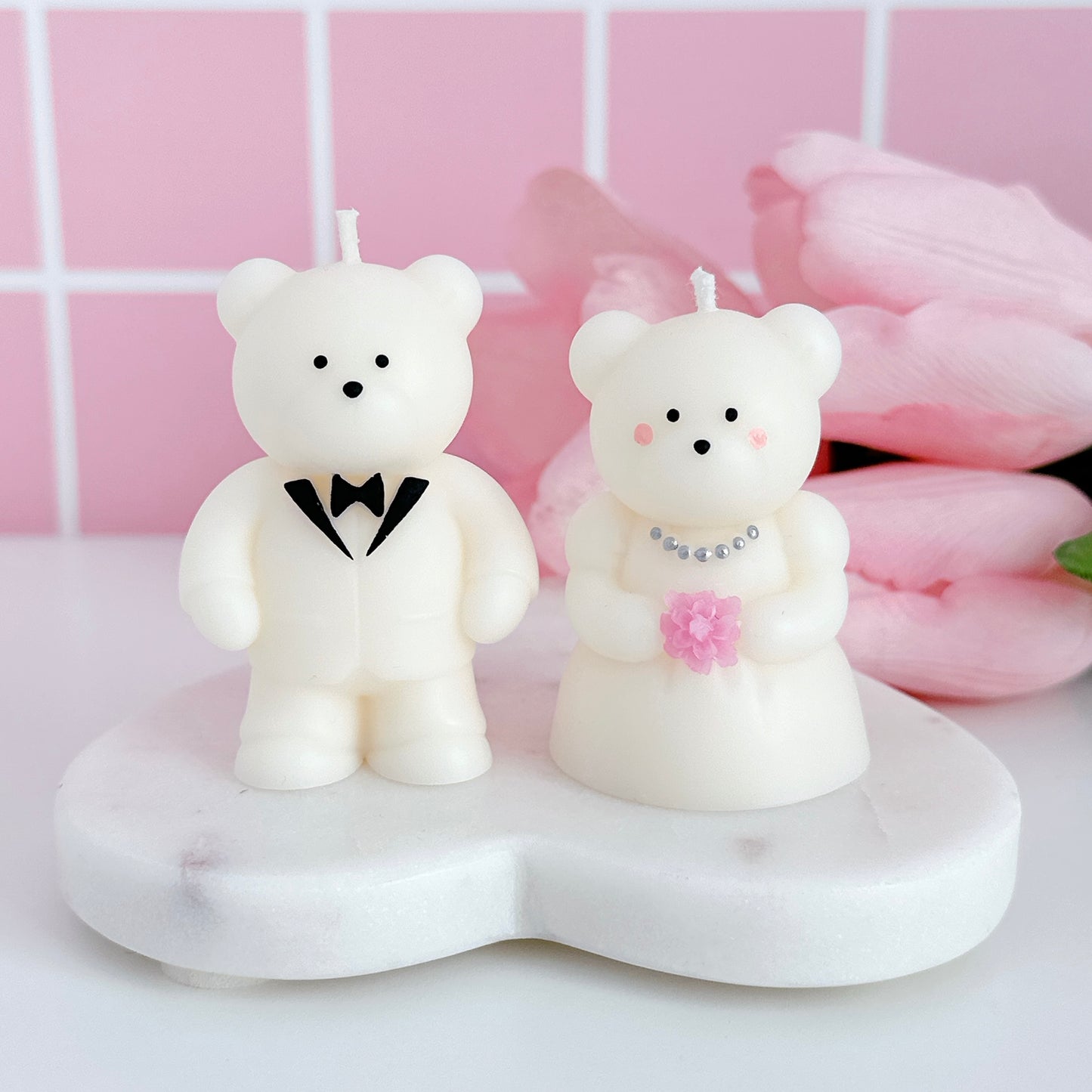 Wedding Bear Couple Candles