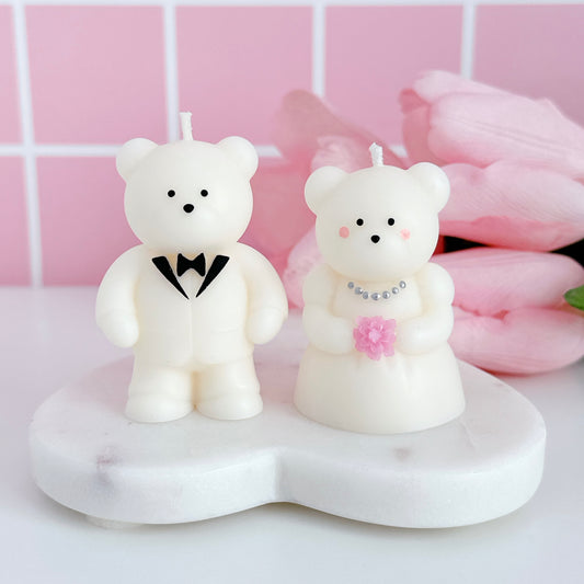 Wedding Bear Couple Candles