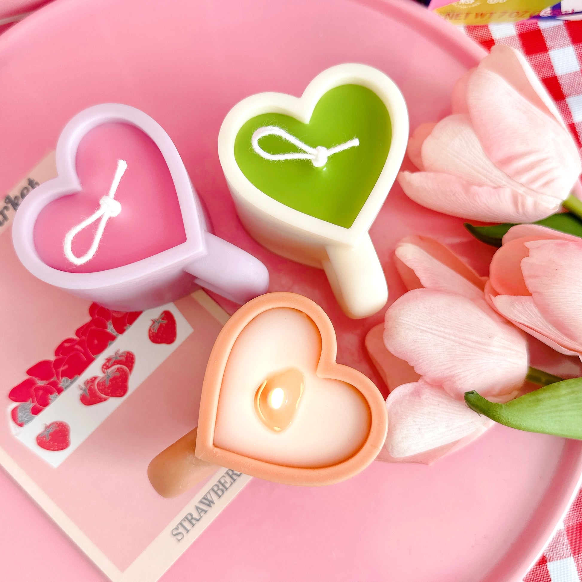 heart shaped candles